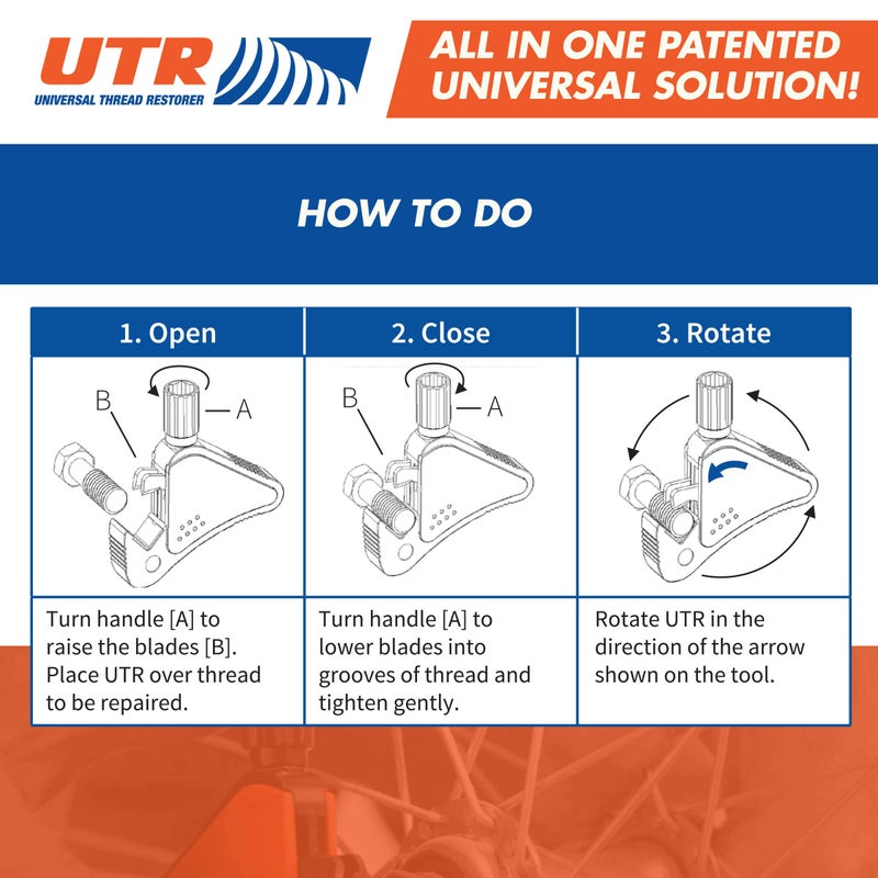UTR - Universal Thread Restorer. External Thread Repair Tool. Easily Replaces hundreds of Dies. Automatically chases threads within range 5/32" - 1/2",4-13 mm. All In One Patented Universal Solution! - Image 5